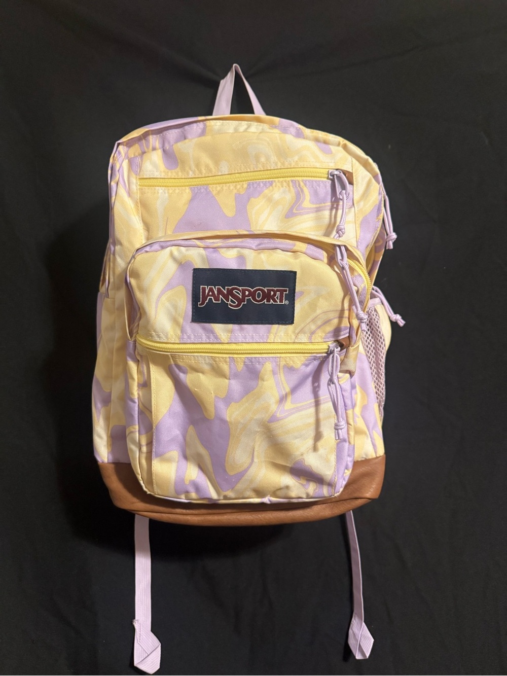 Jansport Yellow and Lavender Swirl Campus Backpack